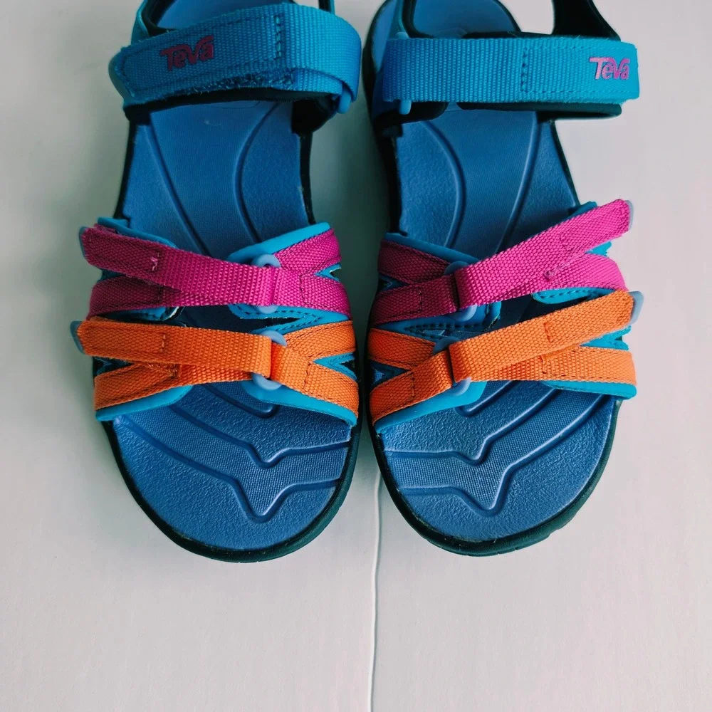 Teva Tirra Sandals Kids Size 1 Blue Rose Multi Excellent Sporty Strappy Outdoor